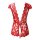 Red lace deep v-back lingerie set with floral trim and sheer cutouts, perfect for seductive sleepwear.