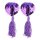 Purple heart-shaped sequin nipple covers with tassels for women.