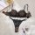 Sexy leopard print lace bra set with push-up cups and matching thong, featuring wild pattern and delicate black lace trim.