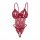 Red lace bodysuit with open crotch and matching thong – night-silk sensual sleepwear set for women.