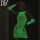 Glowing mesh two-piece dress set with butterfly detail, uv-reactive lingerie and swimwear in neon green.