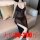 Sexy deep v lace sleepwear - sheer mesh long nightgown with adjustable straps, plus size 200 lb, elegant design