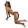 Woman in black cat lingerie set with fishnet stockings and tail, playful pose, plus size friendly up to 200 lbs.