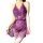 Purple lace bodysuit with sheer mesh, adjustable ties, and cut-out details for a sexy, busty fit up to 200 lbs.
