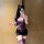 Curvy woman modeling purple midnight lace lingerie set with thin bra, panties, cat ears, and thigh-highs. plus size up to 200...