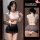 Woman modeling a sheer white top and black bodycon mini skirt, part of the plus size 200 lbs k-pop inspired sexy secretary ou...