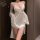 Sexy lace sleepwear set featuring adjustable cami nightgown with padded bra design, perfect for busty women.