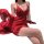 Sexy red lace sleepwear set featuring adjustable cami nightgown with padded bra design, perfect for busty women.