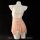 Back view of pink lace temptation sleep set featuring chemise with garter belt and sheer skirt on mannequin.