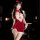 Sexy christmas party dress 2024 - red velvet mini with deep slit and sheer mesh details, perfect for festive occasions