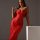 Elegant red lace slip dress with floral embroidery, adjustable straps, perfect for evening events.