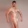 Man wearing 2024 mens cooling seamless shapewear bodysuit, lightweight and breathable compression underwear.