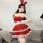 Sexy bunny girl costume set featuring a red dress with lace trim, bunny ears, gloves, and stockings perfect for christmas or ...