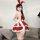 Sexy bunny girl costume set featuring red dress with lace details, bunny ears, gloves, and stockings perfect for christmas or...