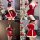 Elegant red and white santa-themed party costume featuring bunny ears, perfect for festive celebrations and themed events.
