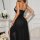 Elegant black lace sleep dress featuring sheer mesh fabric, high slit design, perfect for breathable nightwear.