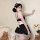 Sexy maid costume set featuring black and white design, lace details, and cotton lining for comfort. plus size option availab...