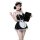 Sexy maid costume featuring black dress with white apron, lace trim, and stockings; perfect for 2025 lingerie sleepwear sets.