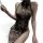 Sexy sheer cheongsam sleepwear featuring halter neck design with slit, perfect for women seeking elegant plus-size options in...