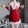 Sexy furry strap nightdress with red velvet and white feathers, perfect for womens new year outfits