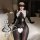 Genuine cloud sensual open-crotch sleepwear set - 2026 cosplay nun costume for women, featuring a black bodysuit with lace co...
