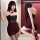 A stylish black and red sheer slip dress featuring floral accents, perfect for a bold look. ideal for those seeking elegance ...