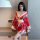Sensual kimono-inspired deep v erotic sleepwear, modern geisha cosplay dress with intricate floral patterns and elegant desig...