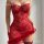 Sexy lace sheer nightgown with feather details, elegant design for womens intimate apparel.