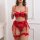Tinghao 2026 chinese new year red lingerie set featuring sexy bow lace garter belt design, perfect for festive celebrations.