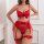 Sexy red lace garter belt set featuring large bows, perfect for valentines day or romantic occasions.