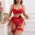Sexy red lace garter belt set featuring large bows, perfect for valentines day or romantic occasions.