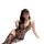 Woman wearing black lace open-crotch bodysuit with thigh-high stockings, style erotic lingerie set.