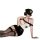 Woman in chao mu police cosplay lingerie set with cap, sheer stockings, and seductive bustier costume.