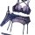 Navy lace lingerie set with beanie-trimmed jk-style bra, garter belt, and stockings for playful elegance.