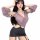 Woman wearing plus size sexy lingerie set with sheer side-open waist-baring design, perfect for nightclub or secretary costum...