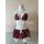 Red plaid three-piece lingerie set with white lace trim and bow details, displayed on a mannequin.