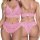 Sexy pink lace bra and panty set with intricate floral design, featuring a three-point erotic style for womens intimate appar...