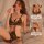 Woman wearing seductive leopard print lace thong set with adjustable straps, featuring sheer bedroom lingerie design and deep...
