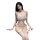 Woman modeling ailenni white lace lingerie set with bow details, featuring seductive bra, panty, and matching robe for sexy s...