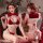 Sexy red velvet bunny lingerie set with lace trim, perfect christmas costume for small bust women.