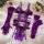 Purple lace lingerie set with sheer embroidered bra, panty, gloves, and garter belt. underwire push-up design for a passionat...