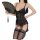 Seductive lace lingerie set with mesh vest, featuring delicate floral patterns and matching stockings, perfect for intimate m...