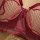 Wine red plus size lingerie set featuring sheer mesh bra with lace cutouts and matching panties, perfect for a sexy look.