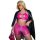 Woman wearing 2800 shiny sheer lingerie set – playful transparent womens sensual intimate wear with black jacket and pink acc...