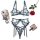 Sexy embroidered garter belt set with steel ring, featuring a 3-piece lingerie outfit in -style split design.