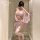 Woman modeling feimu japanese-style seductive side-open thong set – revealing cheeky 3-piece lingerie with no-remove design, ...