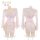 Feimu japanese-style lingerie set: sheer floral 3-piece with side-open thong, pink sash, revealing cheeky design.