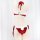 Festive christmas plush trim bikini set - tie-front halter sexy 3-piece lingerie gift for new year