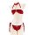 Festive christmas plush trim bikini set - tie-front halter sexy 3-piece lingerie gift for new year
