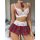 Lace plaid matching set - sexy 3-piece womens lingerie set (no socks), elegant european style with bra, skirt, and tie detail